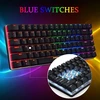 Felicon Ak33 usb laidinė mechaninė žaidimų klaviatūra, 80% mėlynas switch klaviatūra su 19 rgb chroma led apšvietimu, 82 klavišų anti-ghosting metalinis skydelis, skirta pc, mac ir nešiojamam kompiuteriui, juoda