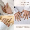 Focalook madingas žiedas, moteriškas ir vyriškas žiedas su inicialais, padengtas 18k auksu, atviras žiedas, personalizuotas žiedas, porų žiedas, madingi papuošalai, dovana gimtadieniui