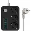 Fortrade Maitinimo lizdų blokas su 3 lizdais + 6 usb maitinimo kabelis