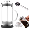 Kavos aparatas French press 600 ml, kavos virimo aparatas su kavos pupelių šaukšteliu, stiklas su dideliu borosilikato kiekiu, kavos puodas, french press kava, kavos virimo aparatas su nerūdijančio plieno filtru, skirtas biurui, namams, stovyklavimui