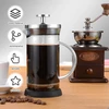 Kavos aparatas French press 600 ml, kavos virimo aparatas su kavos pupelių šaukšteliu, stiklas su dideliu borosilikato kiekiu, kavos puodas, french press kava, kavos virimo aparatas su nerūdijančio plieno filtru, skirtas biurui, namams, stovyklavimui