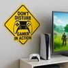Gamer durų lipdukas "netrukdyti, žaidėjas veikia" 210x210mm geltonas vinilo lipdukas paauglių miegamajam, žaidimų kambariui, sienai ar kompiuterio paviršiui