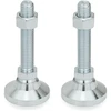 Ganter standartiniai elementai | Šarnyrinė atrama / reguliavimo kojelės su atraminėmis atramomis – 343.2 | Skersmuo: 32 mm, galvanizuotas plienas, mėlynas, pasyvuotas, 2 vnt. pakuotė, sidabrinė, Gn 343.2-32-m8-40-os