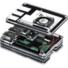 Geeekpi akrilinis dėklas, skirtas raspberry pi 3 b+ su aušinimo ventiliatoriumi, raspberry pi heatsinks, suderinamas su raspberry pi 2b/3b/3b+