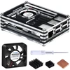 Geeekpi akrilinis dėklas, skirtas raspberry pi 3 b+ su aušinimo ventiliatoriumi, raspberry pi heatsinks, suderinamas su raspberry pi 2b/3b/3b+