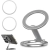 Generisch automobilinis telefono laikiklis, sulankstomas metalinis magnetinis telefono laikiklis, dvigubas magnetinis, pasukamas 360° kampu, su 2 magnetiniais žiedais (sidabrinis)