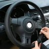 Generisch vairo rato užvalkalas, pu odinis automobilio vairo rato užvalkalas su raišteliais, siuvimui su adata ir siūlu, neslystantis ir minkštas, universalus dydis 37-39 cm, m1 juodas susiuvimas
