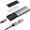 Gigimundo m.2 nvme sata korpuso adapteris aliumininis, įrankių nereikalaujantis 10 gbps ssd korpusas usb 3.2 gen 2, skirtas 2230/2242/2260/2280 nvme/ngff ssd iš m-key/m+b key su 10g usb c į c/a kabeliu, pilkas