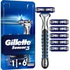 Gillette Sensor3 Skustuvas vyrams + 6 keičiamosios galvutės - juodas