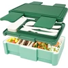 Giovara Dėžutė pietums „bento“, sudedama, 1450 ml talpos su 4 skyriais ir stalo įrankiais, „bento“ dėžutė pietums vaikams, nepralaidžios 2 sluoksnių dėžutės suaugusiems, vaikams, į biurą, galima naudoti mikrobangų krosnelėje ir plauti indaplovėje