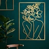 Plakatas Glamativity 4 dalių aukso spalvos sienų dekoras, minimalistinis dekoras, vienos linijos meno sienų dekoras, tikras metalas, moters kūno forma, abstraktus sienų menas (aukso klasikinis stilius, m 43,18 x 30,48 cm)