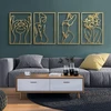 Plakatas Glamativity 4 dalių aukso spalvos sienų dekoras, minimalistinis dekoras, vienos linijos meno sienų dekoras, tikras metalas, moters kūno forma, abstraktus sienų menas (aukso klasikinis stilius, m 43,18 x 30,48 cm)