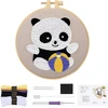 Glasflength Panda Punch Needle siuvinėjimo rinkinys pradedantiesiems, Punch Needle siuvinėjimo rinkinys su audinio siūlais, įvėrimo pagalba, raštais ir instrukcijomis, rankų darbo rinkinys pradedantiesiems vaikams