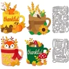 Globleland pjovimo štampai su rudens lapais, moliūgais ir lapės puodeliais kortelių gamybai, metaliniai rudens puodeliai, pjovimo štampų šablonai scrapbooking'ui, žurnalams, popieriaus amatams, dekoravimui