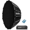 Godox Qr-90t 90 cm parabolinis greito atleidimo softbox tinklelis, gylis 42.7 cm, skirtas Godox Sl60 Sl300ii Vl150 Vl300 Ul150 ir studijos video šviestuvams