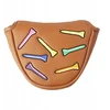 Golfo putterio galvutės dangtelis Mallet Wrap Sleeve Portable Soft Brown Semicircle