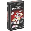 Goliath Double 9 Dominos – klasikinis šeimos stalo žaidimas vaikams nuo 5 metų – 55 sunumeruoti domino kauliukai 1–8 žaidėjams – metalinė kelioninė dėžutė domino žaidimas
