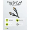 Goobay 65270 displayport 1.2 į hdmi 2.0 / iki 4k @ 50/60 hz raiškos / 18 gbps duomenų perdavimo sparta / kryptinė kabelio jungtis / paauksuotos jungtys apsaugo nuo korozijos / pilka / 3 m