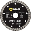 Graff Deimantinis diskas 125 mm skirtas akmeniui, betonui, plytelėms, natūraliam akmeniui - turbo deimantinis pjovimo diskas kampiniam šlifuokliui ir flex - segmento aukštis 10 mm