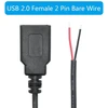 Greluma 6 vnt. Usb 2.0 moteriškas 2 kontaktų plikas laidas 30 cm Usb A 12v/3a moteriškas pigtail maitinimo kabelis su atviru galu