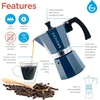 Kavos aparatas Grosche Milano espreso virimo aparatas, moka kavinukas, 3 puodeliai espreso kavos, 150 ml, mėlynas