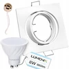 Halogeninio rėmelio komplektas baltas kvadratinis + Gu10 Led lemputė 8w neutrali