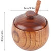 Hapivida medinis druskos indelis, 8 x 9 cm, 50 ml, mediniai prieskonių indeliai, cukraus dubuo su dangteliu ir šaukšteliu, prieskonių indelis, druskinė cukrui, druskai, padažui, actui, pipirams (1 vnt.)