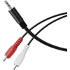 Hdsupply jack į rca kabelį, 3.00 m 3.5 mm aux rca audio kabelis, 3 kontaktų stereo audio, y adapterio kabelis žemų dažnių garsiakalbiui, soundbar'ui, televizoriui, automobiliui, radijui, išmaniajam telefonui, planšetiniam kompiuteriui, juodas