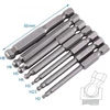 Hex atsuktuvo antgaliai 65mm, 7 vnt., 1/4" S2 plieno, rutulinė galvutė