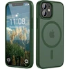 Hgh magnetinis dėklas, skirtas iphone 12 mini 5.4 colio, suderinamas su magsafe, permatomas matinis plonas smūgiams atsparus telefono dėklas, skirtas iphone 12 mini (tamsiai žalias)
