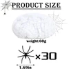 Hslpsm 60 g voratinklis, 30 plastikinių vorų pakuotė, baisūs Helovino dekoratyviniai voratinkliai laukui, vidaus sodui, valgomojo stalui, durims, luboms, langui, siaubo namui, kiemo baisi dekoracija