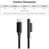 Hsupez Usb-c įkrovimo laidas, 15 V jungtis į Usb-c laidą, suderinamas su Surface Pro 3/4/5/6, Surface Nešiojamas kompiuteris/laptop 2, Surface Book 1/2, Surface 3/go/studio (1,8 m)
