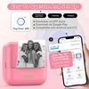 Huijukeji Mini spausdintuvas, kišeninis spausdintuvas, mini nuotraukų spausdintuvas išmaniesiems telefonams, lipdukų spausdintuvas, terminis nuotraukų spausdintuvas žurnalams, kelionių logotipams, užrašams, žurnalui, sąrašui, atmintinei (rožinis)