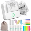 Huijutchen mini spausdintuvas, belaidis bluetooth nuotraukų spausdintuvas, nešiojamas terminis spausdintuvas, išmaniojo telefono kišeninis spausdintuvas, suderinamas su android ir ios, su 10 popieriaus ritinėlių mokslams, užrašams, nuotraukoms (baltas)
