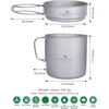 Ibasingo Ti2053c titano puodelio ir keptuvės rinkinys 1100 ml ir 300 ml stovyklavimo indai lauko lengvas mažas puodo lėkštės rinkinys iškylų žygių dubuo su sulankstomomis rankenomis kuprinės maisto gaminimo rinkinys 1 asmeniui