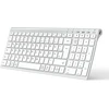Iclever bluetooth klaviatūra, bk10 belaidė klaviatūra su 3 bluetooth kanalais, itin plona įkraunama qwertz vokiška belaidė klaviatūra, belaidė mac klaviatūra, skirta ios, android, windows, balta
