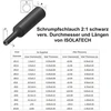 Isolatech termiškai susitraukiančių vamzdelių rinkinys 2:1 be klijų, juodas, 1 mm skersmens, 6,0 m ilgio (30 x 20 cm) ir 2 mm skersmens, 5,0 m ilgio (25 vnt. x 20 cm)