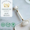 Jade Roller Baltas veido masažuoklis - Jade Roller iš natūralaus akmens + apsauginis dangtelis - Anti-agage - mažina smulkias linijas - stimuliuoja kraujotaką - sveika ir spindinti oda - Sun & Sia