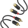 J&d Rca garso kabelio ilgiklis 0,9 m, Rca ilgiklis paauksuotas [audiowave Series] 2 Rca kištukai į 2 lizdus stereo garso kabelis su Pvc apvalkalu ir nailono pynimu