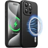 Jetech magnetinis silikoninis dėklas, skirtas iphone 15 pro 6.1 colio, suderinamas su magsafe, telefono dėklas su pilna kameros apsauga (juodas)