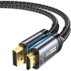 Jsaux 4k displayport į hdmi kabelis 2 m, 4k @ 30hz/2k @ 60/1080p@120 vienakryptis [paauksuotas, pintas, aliuminio apvalkalas] dp kompiuteris į hdmi monitorių, suderinamas su lenovo, hp, dell, amd, nvidia