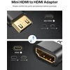 Jsaux mini hdmi į hdmi adapteris, mini hdmi male į hdmi female adapterio kabelis su 4k 60hz hdr 3d 18gbps, suderinamas su dslr, vaizdo kamera, nešiojamuoju kompiuteriu, planšetiniu kompiuteriu, hdtv, projektoriumi, juodas