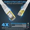 Kasimo Cat 8 lan kabelis 5 m plokščias 40 gbitų / 2000 mhz - tinklo kabelis cat 8 gigabitinis - ethernet kabelis su paauksuotu rj45 jungiamuoju kabeliu, baltas