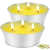 Kercamkel didelė citronelių žvakė lauke, 2 x 473 ml - 120 valandų citronelių žvakės lauke, lauko žvakė terakotos dubenyje - natūralaus sojų vaško žvakių rinkinys balkonui, iškylai, terasai, stalo dekoravimui