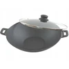 Ketaus wok keptuvė su dangčiu, didelė, sunki, indukcinė, 31 cm