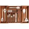 Kitchenedge Premium įrankių ir stalo įrankių laikiklis virtuvės stalčiams, išplečiamas iki 71 cm pločio, 10 skyrių, 100% akacija