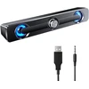 Kompiuterio kolonėlės Etlephe Soundbar, kompiuterio kolonėlė, žaidimų kolonėlė su šauniomis Led lemputėmis, kompiuterio kolonėlė Usb, 3,5 mm Aux jungtis, kompiuterio dėžės kompiuteriui, monitoriui, nešiojamam kompiuteriui, telefonui, juoda