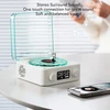Kompiuterio kolonėlės Retro patefono bluetooth garsiakalbis, 4 režimai, nešiojamas belaidis patefono stereo garsiakalbis su laikrodžiu ir švelnia naktine lempute pramogoms ir namų dekoravimui