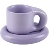 Koythin keramikinis kavos puodelis su lėkštutėmis, kūrybingas ir mielas kavos puodelis biurui ir namams, 300 ml arbatai, latte, pienui (šviesiai violetinis)