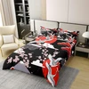 Kranich 100% medvilnės antklodės užvalkalas 220 x 240 cm japoniško stiliaus patalynės komplektas vyšnių žiedų raštu moterims ir mergaitėms, dekoratyvinis japoniškas tradicinis antklodės užvalkalų komplektas su užtrauktukais